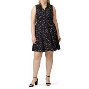 Kate Spade Black Daisy Polka Dot Plus Size Shirt Dress Sz 16